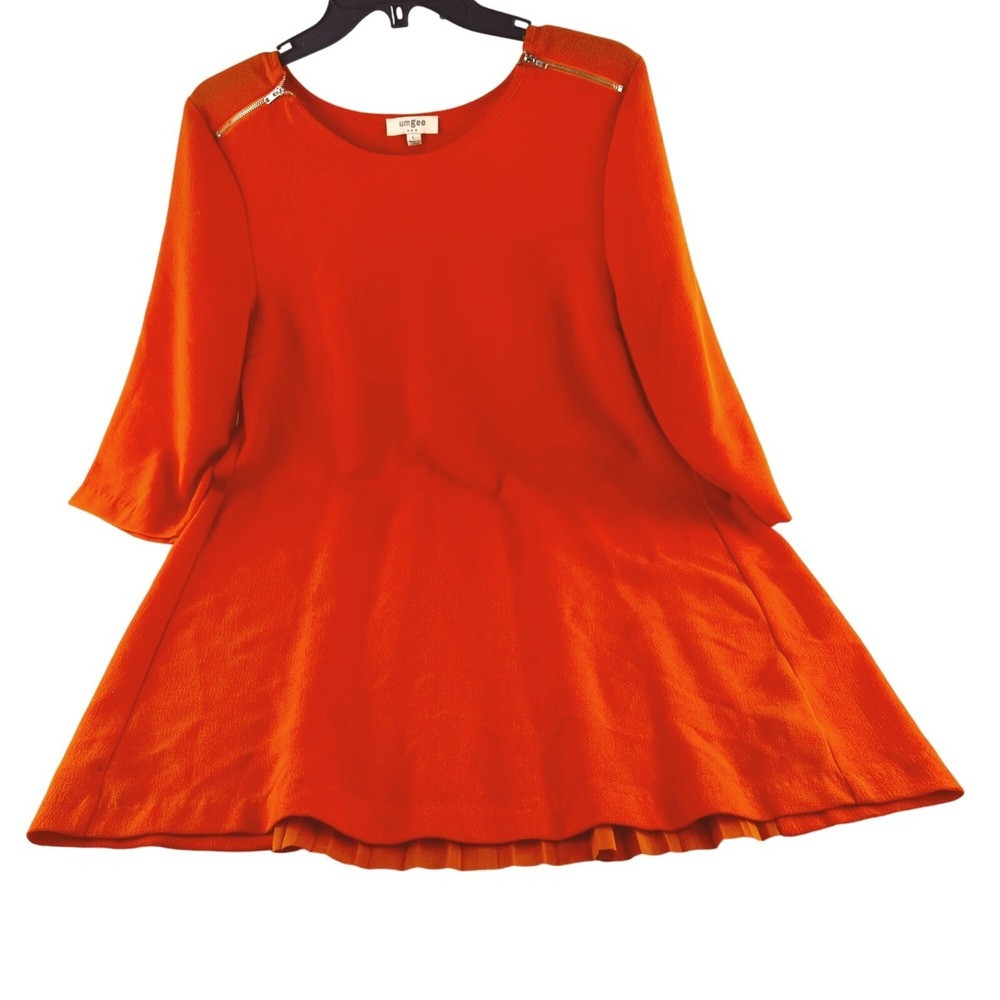 Umgee Women's Swing Dress size L 3/4 Sleeves Pullover Orange